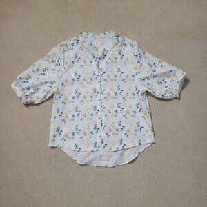 Women's Y2K Colorful Wildflower Floral Oversize Button Down Blouse, Size M